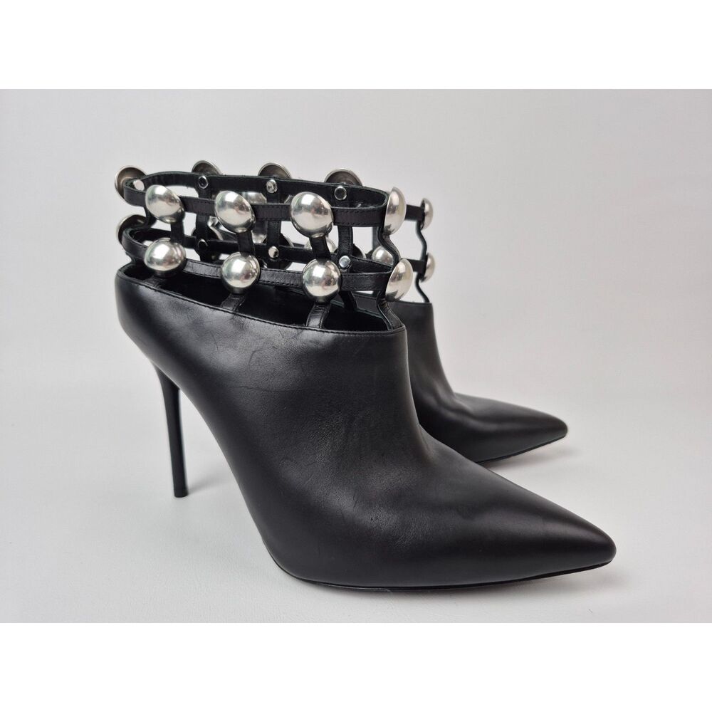 Alexander Wang Women's Black Tina Grommet Silver Stud Bootie Size 39